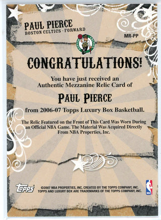 Paul Pierce 2007 Topps Luxury Box Relic Card #MR-PP