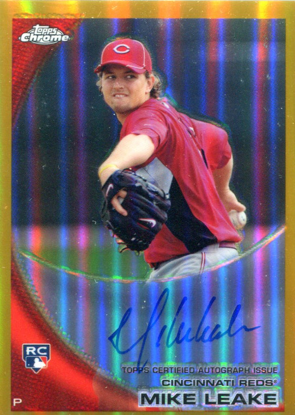 Mike Leake Autographed 2010 Topps Chrome Rookie Refractor Card