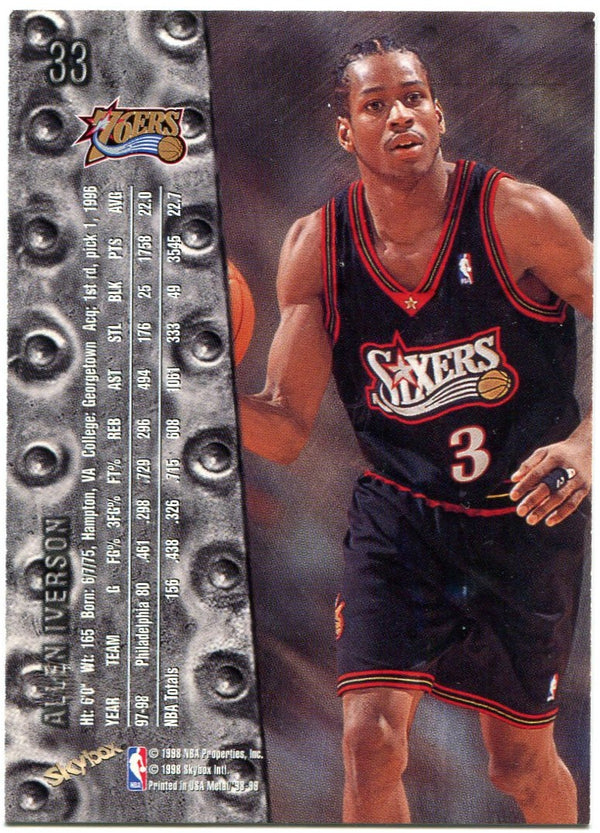 Allen Iverson 1998 Skybox Metal Universe Card