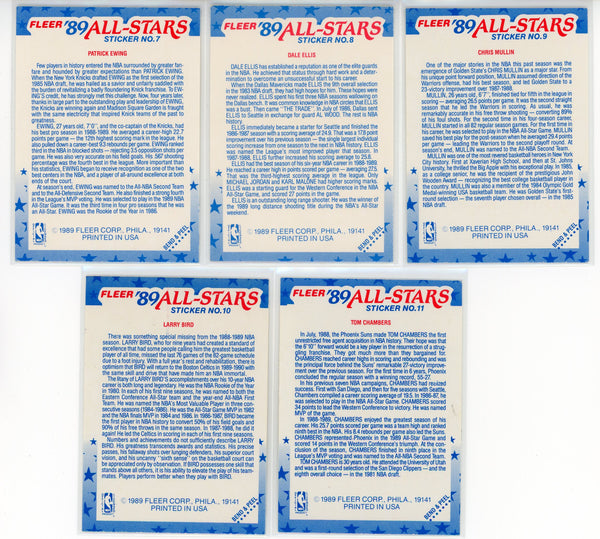 1989-90 Fleer All-Stars Sticker Set (1-11)