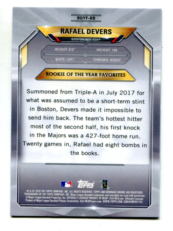 Rafael Devers 2018 Topps Bowman Chrome #ROYFRD Card