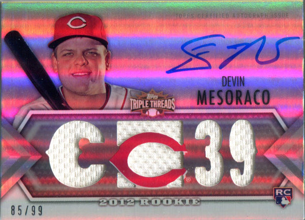 Devin Mesoraco Autographed 2012 Topps Triple Threads Rookie Jersey Card