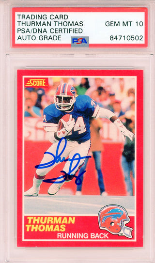 Thurman Thomas Autographed 1989 Score Card #211 (PSA Auto GEM MT 10)