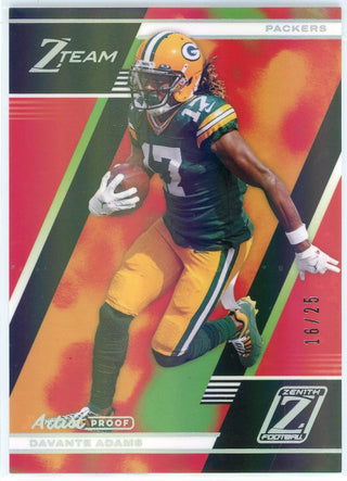 DaVante Adams 2021 Panini Zenith Z-Team Artist Proof Card #ZT-15