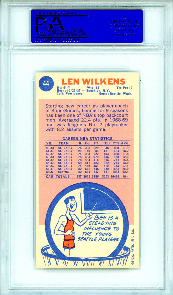 Len Wilkins 1969 Topps Card #44 (PSA NM-MT 8)