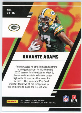 DaVante Adams 2021 Panini Zenith Z-Team Artist Proof Card #ZT-15