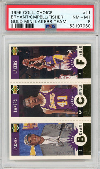 Kobe Bryant, Elden Campbell & Derek Fisher 1996 Upper Deck Collector's Choice Gold Card (PSA)