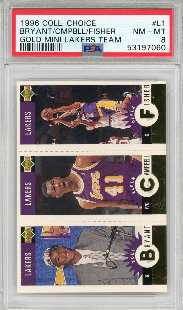 Kobe Bryant, Elden Campbell & Derek Fisher 1996 Upper Deck Collector's Choice Gold Card (PSA)