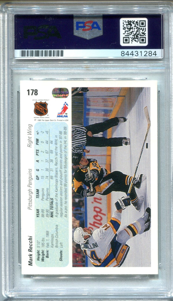 Mark Recchi 1990 Upper Deck #178 PSA Auto NM-MT 8 Card