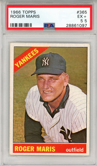 Roger Maris 1966 Topps Card #365 (PSA EX + 5.5)