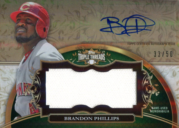 Brandon Phillips Autographed 2013 Topps Triple Threads Jersey Card