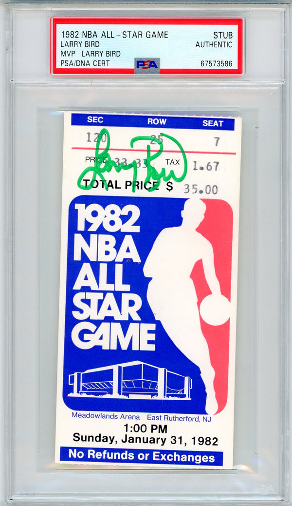 Larry Bird Autographed 1982 NBA All-Star Game Ticket Stub (PSA)