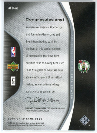 Al Jefferson & Tony Allen 2006-07 Upper Deck Sp Dual Patch Card #AFD-AJ