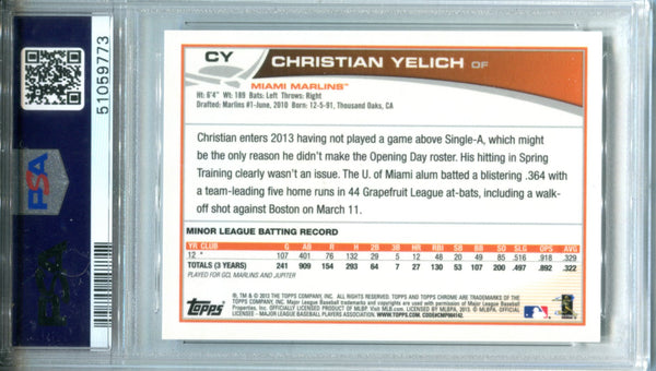 Christian Yelich Autographed 2013 Topps Chrome Rookie Card (PSA)