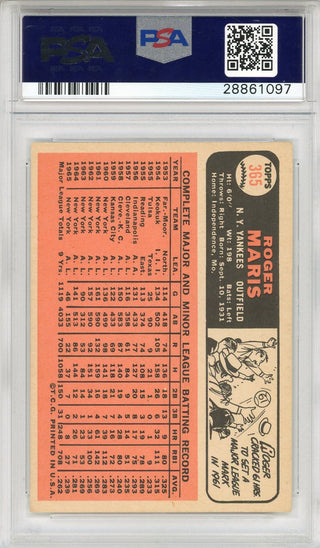 Roger Maris 1966 Topps Card #365 (PSA EX + 5.5)