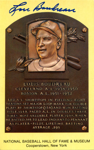 Lou Boudreau Autographed Hall of Fame Plaque