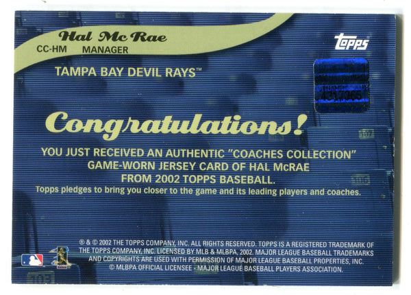 Hal McRae 2002 Topps Coaches Collection #CCHM Jersey Card