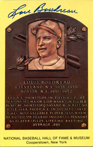 Lou Boudreau Autographed Hall of Fame Plaque