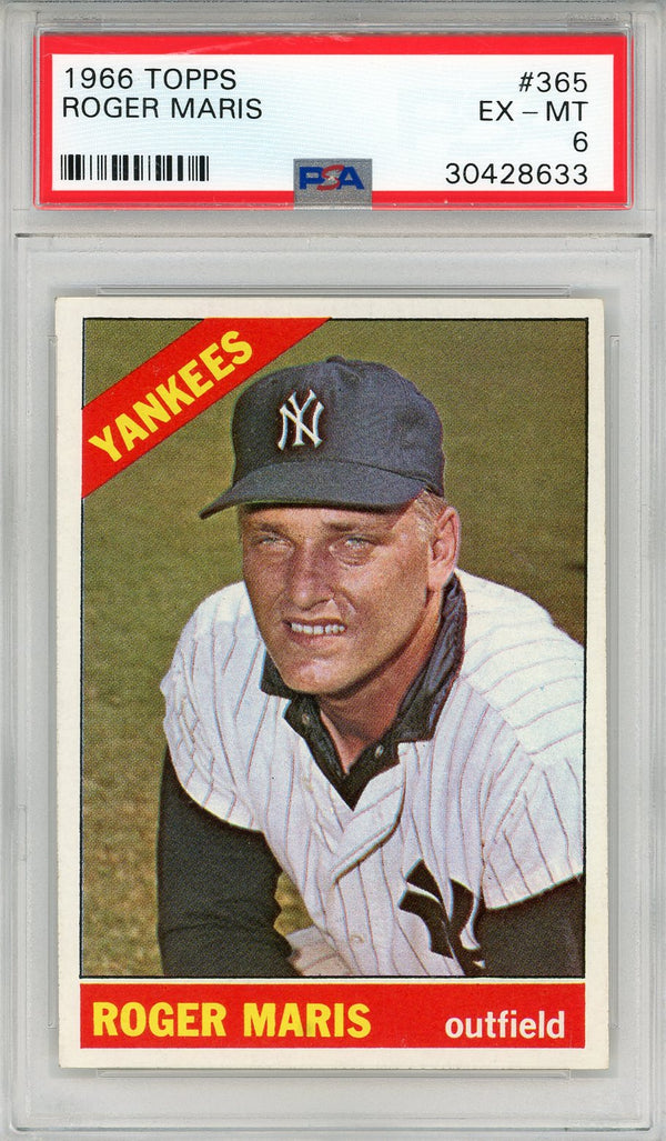 Roger Maris 1966 Topps Card #365 (PSA EX-MT 6)