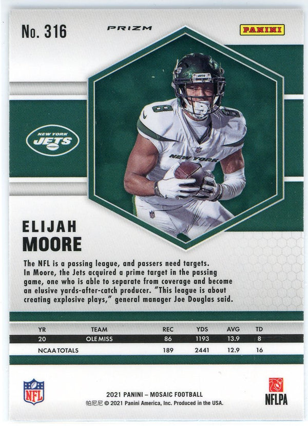 Elijah Moore 2021 Panini Mosaic Blue Prizm Rookie Card #316