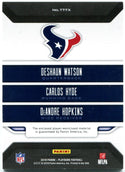 DeShaun Watson Carlos Hyde DeAndre Hopkins Panini Playbook Triple Threats Jersey Card