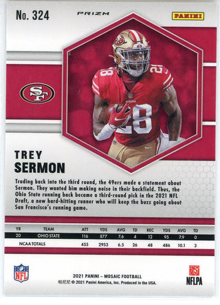 Trey Sermon 2021 Panini Mosaic Yellow Prizm Rookie Card #324