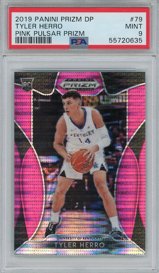 Tyler Herro 2019 Panini Prizm Draft Pick Pink Pulsar Prizm Rookie Card #79 (PSA)