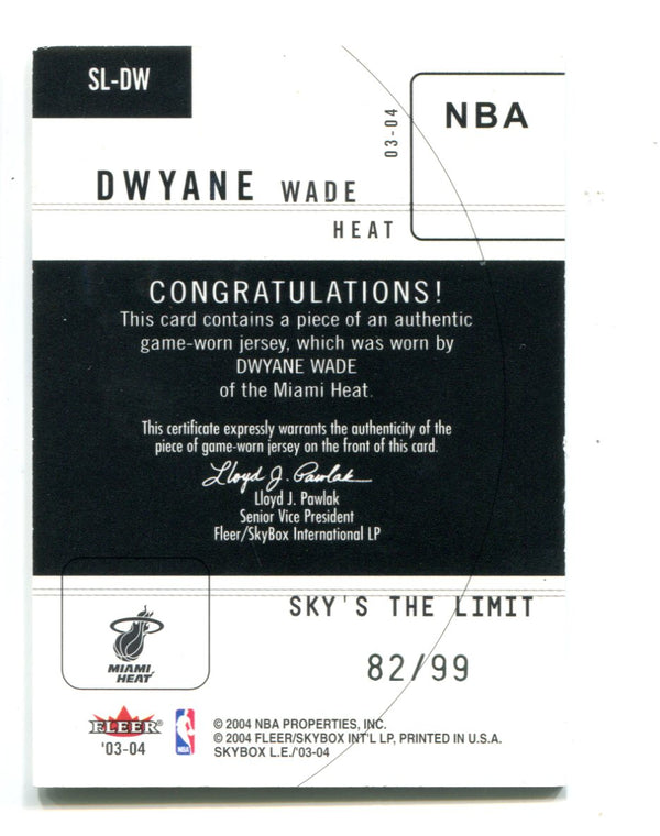 Dwyane Wade 2003-04 Fleer Skybox Sky`s The Limit #20 RC /99