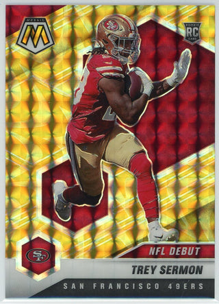 Trey Sermon 2021 Panini Mosaic Yellow Prizm NFL Debut Rookie Card #324