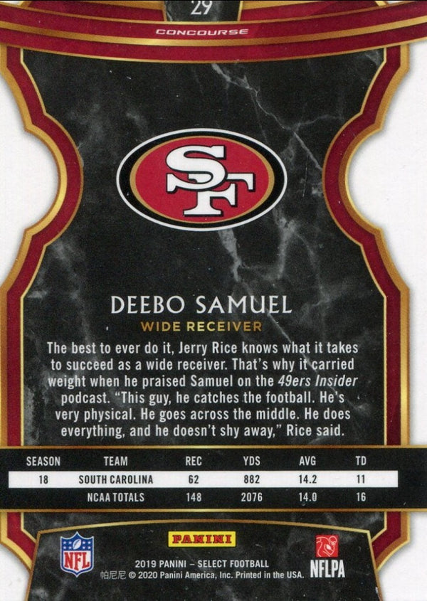 Deebo Samuel 2019 Panini Select Rookie Card