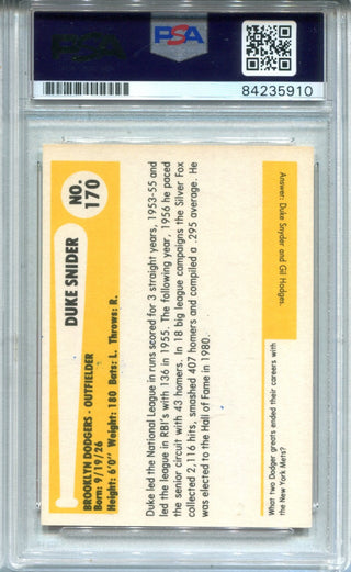 Duke Snider 1980 Baseball Immortals #170 PSA Auto Authentic Card