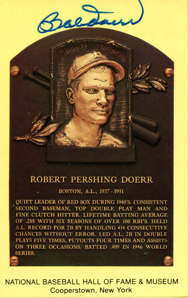 Bobby Doerr Autographed Hall of Fame Plaque