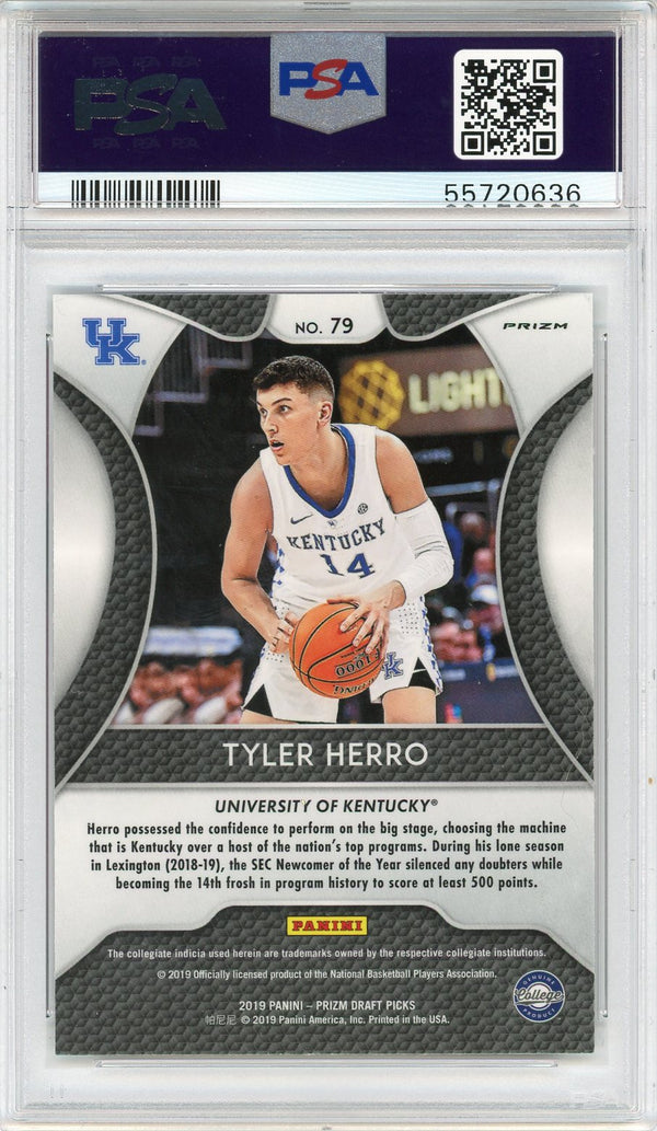 Tyler Herro 2019 Panini Prizm Draft Pick Pink Pulsar Prizm Rookie Card #79 (PSA)