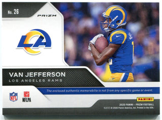 Van Jefferson Panini Prizm Rookie Gear Jersey Card 2020