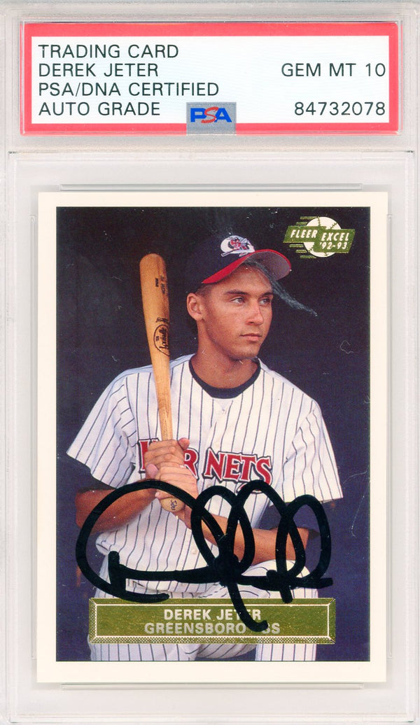 Derek Jeter Autographed 1992 Fleer Excel Rookie Card #210 (PSA Auto Gem MT 10)