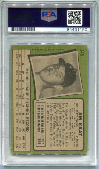 Jim Kaat 1971 Topps #245 PSA Auto Gem MT 10 Card