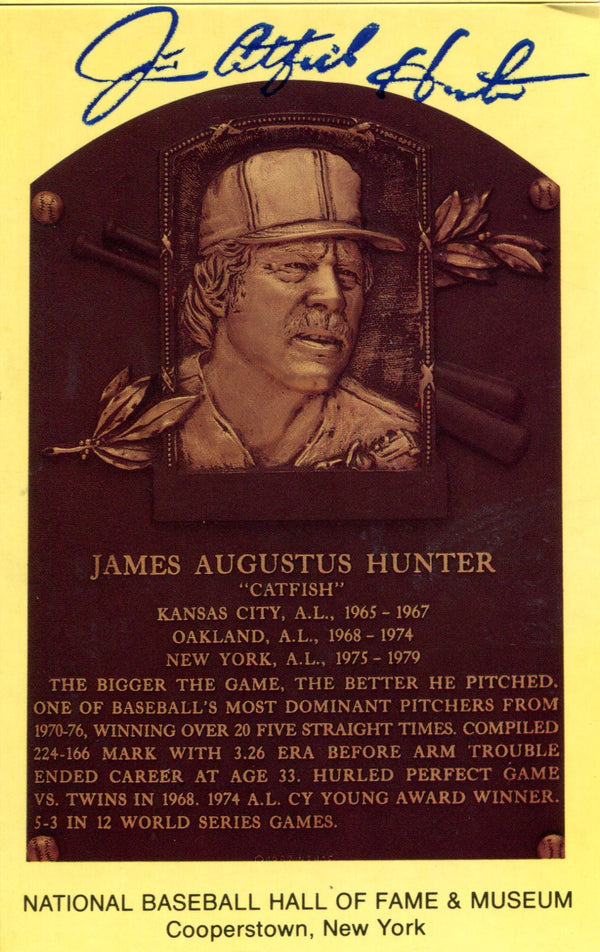 Jim Catfish Hunter Autographed Hall of Fame Plaque