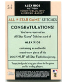 Alex Rios 2007 Topps All Star Game Stitches #ASAIR Jersey Card