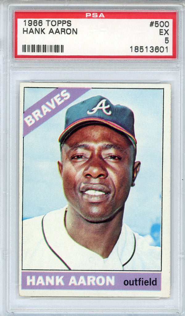 Hank Aaron 1966 Topps Card #500 (PSA EX 5)