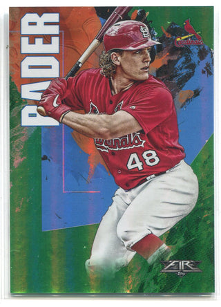 Harrison Bader 2019 Topps Fire Green Foil Refractor Card 128/199