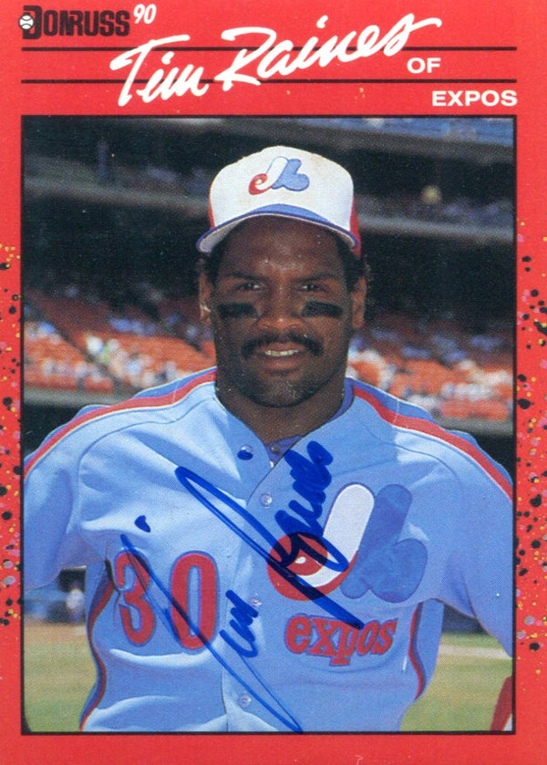 Tim Raines Autographed 1990 Donruss Card