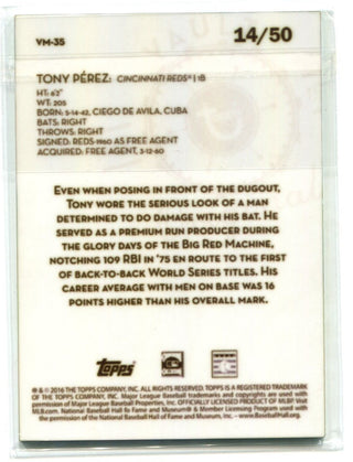 Tony Perez Vault Originals 14/50 Topps