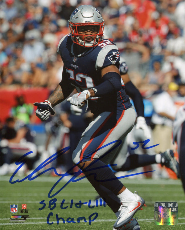 Elandon Roberts "SB LI & LIII Champ" Autographed Patriots 8x10 Photo