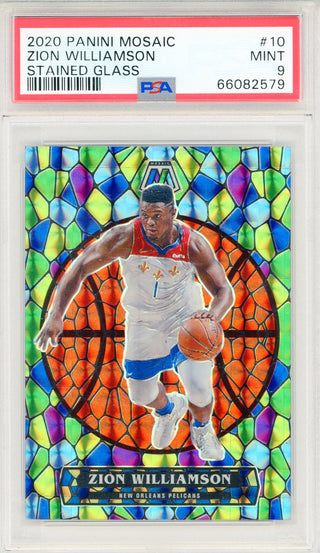 Zion Williamson 2020 Panini Mosaic Stained Glass Card #10 (PSA Mint 9)