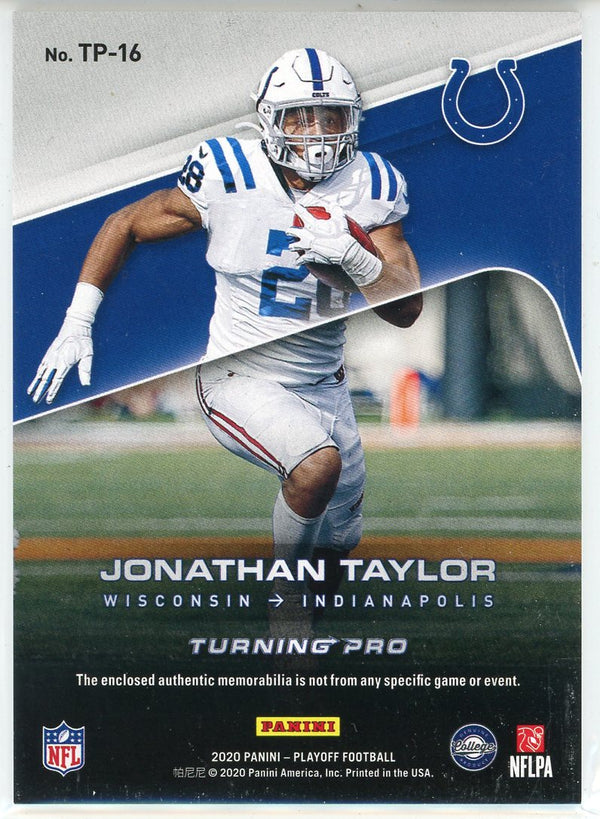 Jonathan Taylor 2020 Panini Playoff Turning Pro Rookie Patch Card #TP-16