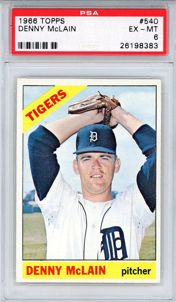 Denny McLain 1966 Topps Card #540 (PSA EX-MT 6)