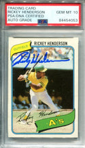 Rickey Henderson 1980 Topps Rookie Card #482 PSA AUTO GEM MT 10 Card