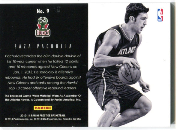 Zaza Pachulia 2013-2014 Panini Prestige #9 Bonus Shots Jersey Card