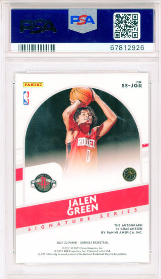 Jalen Green Autographed 2021 Panini Donruss Signature Series Rookie Card #JGR (PSA NM-MT 8/10)