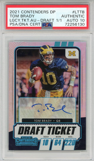 Tom Brady Autographed 2021 Panini Contenders Draft Picks Card #LT-TB (PSA Auto 10)